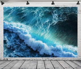 BELECO 9x6ft Fabric Ocean Waves Photography Backdrop Tropical Summer Blue Sea Splashing Wave Backdrop Surfing Wave Water Sport Background Children Baby Surfing Birthday Party Photoshoot Props