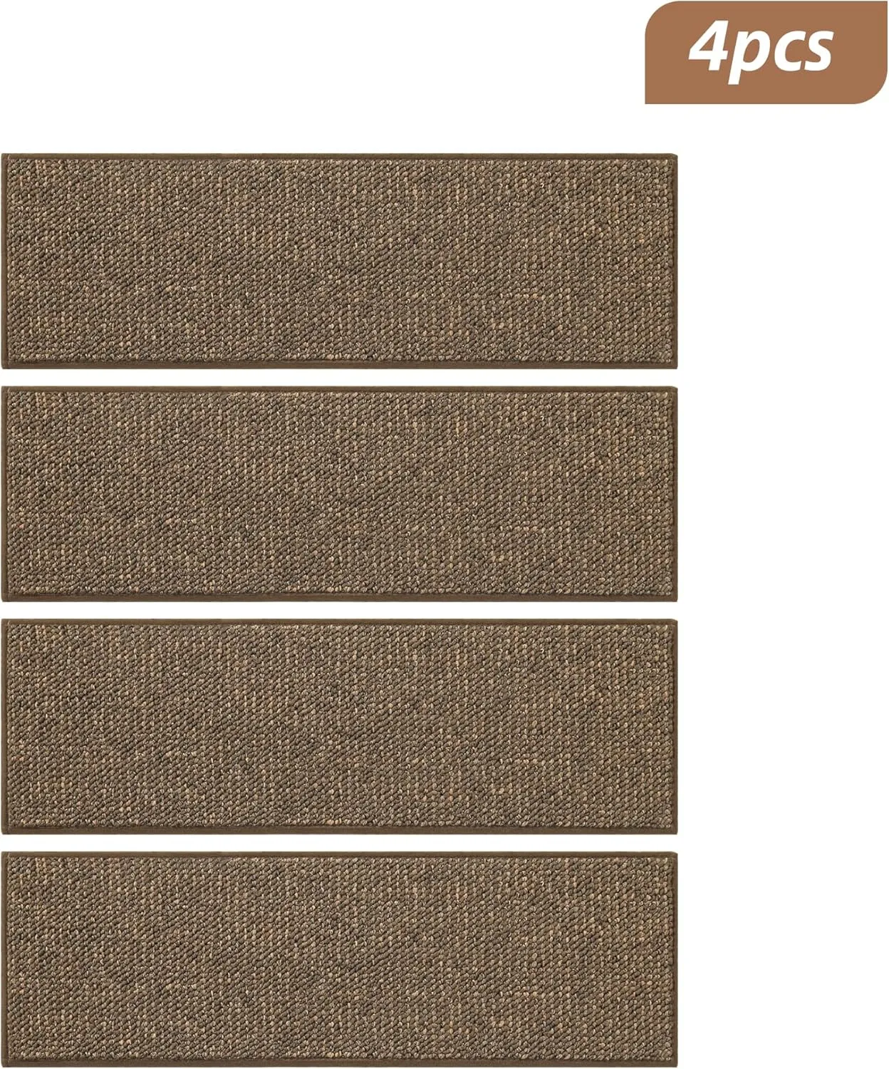BEQHAUSE Stair Treads for Wooden Steps 9"x28", Carpet Stair Treads Non Slip Indoor, Machine Washable Stair Runners for Kids Elders and Pets, TPE Backing, 100% Polypropylene, 4pcs, Brown