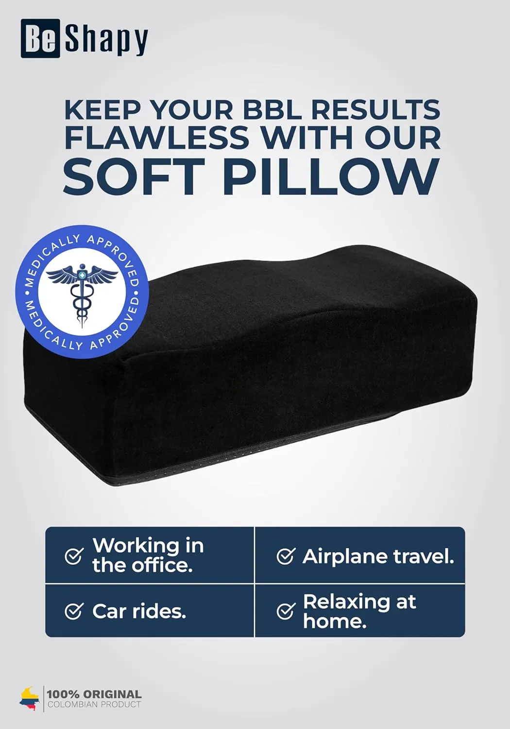 BeShapy Soft BBL Post Surgery Pillow | Butt Pillow for Brazilian Butt Lift | Cojin Post Quirurgico para Glúteos BBL