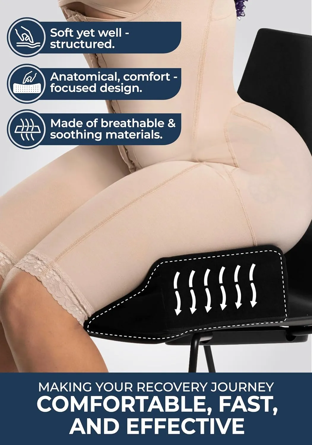 BeShapy Soft BBL Post Surgery Pillow | Butt Pillow for Brazilian Butt Lift | Cojin Post Quirurgico para Glúteos BBL