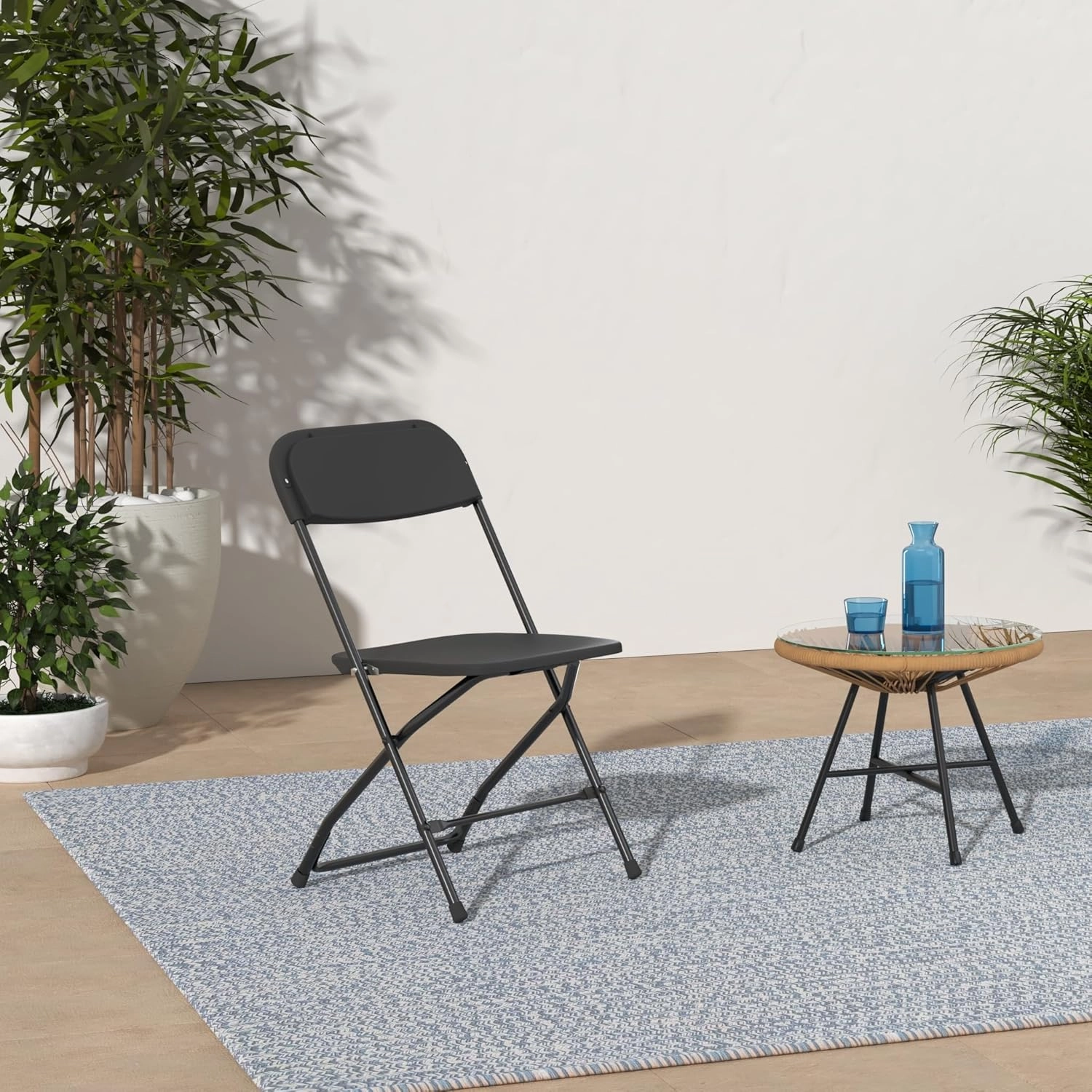 Best Choice Products Set of 10 Plastic Folding Chairs, Portable Stacking Indoor Outdoor Seating for Home, Yard, Garden, Parties, Events w/Non-Slip Feet, 350lb Weight Capacity - Black