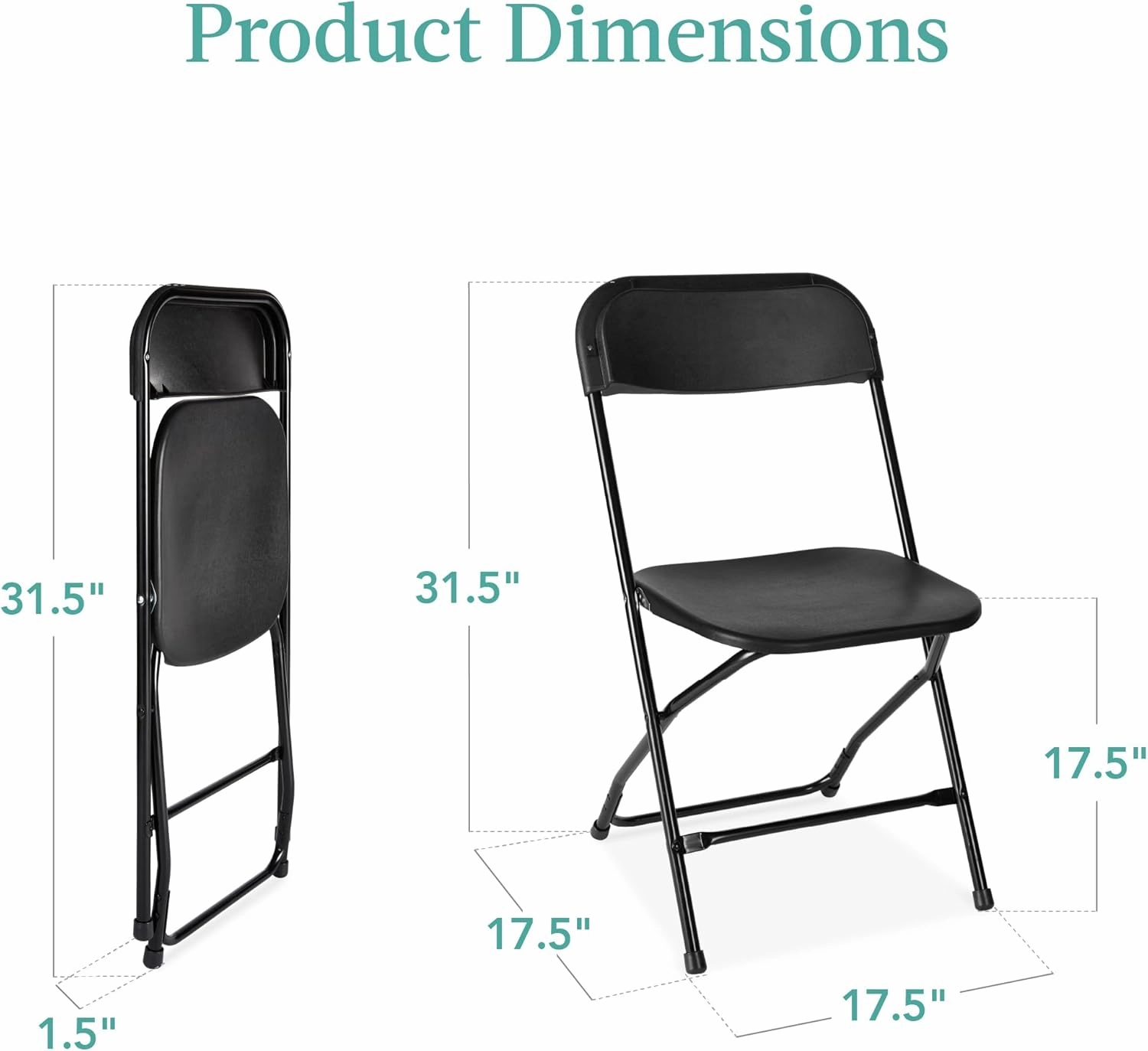 Best Choice Products Set of 10 Plastic Folding Chairs, Portable Stacking Indoor Outdoor Seating for Home, Yard, Garden, Parties, Events w/Non-Slip Feet, 350lb Weight Capacity - Black