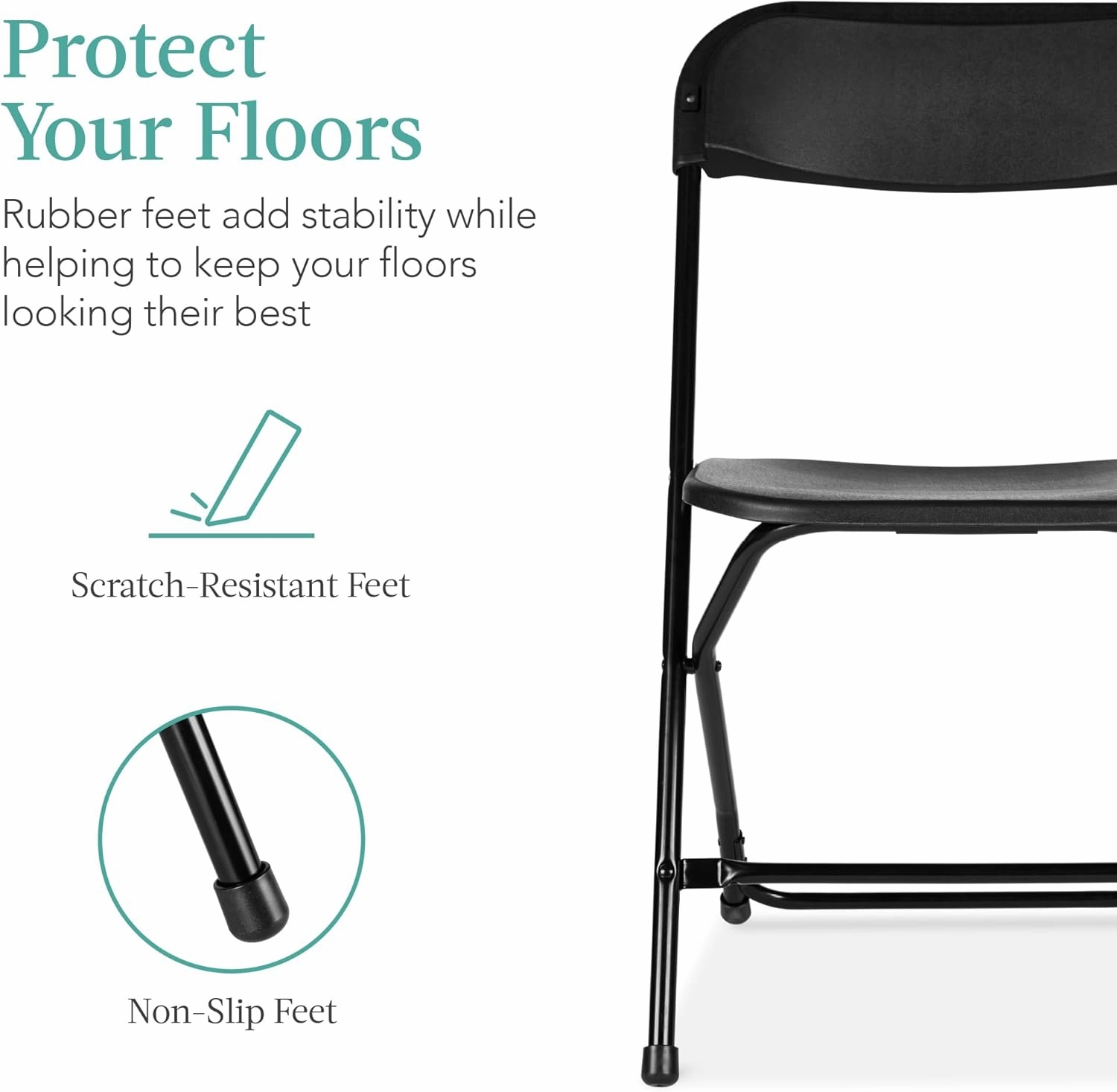 Best Choice Products Set of 10 Plastic Folding Chairs, Portable Stacking Indoor Outdoor Seating for Home, Yard, Garden, Parties, Events w/Non-Slip Feet, 350lb Weight Capacity - Black