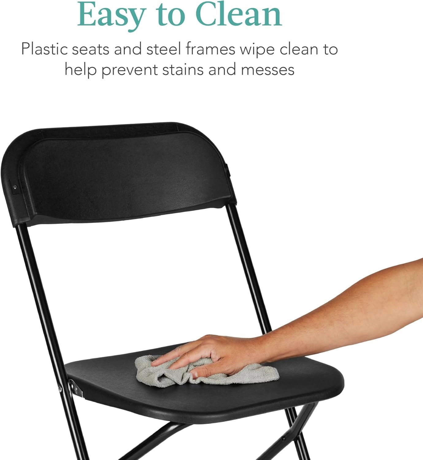 Best Choice Products Set of 10 Plastic Folding Chairs, Portable Stacking Indoor Outdoor Seating for Home, Yard, Garden, Parties, Events w/Non-Slip Feet, 350lb Weight Capacity - Black