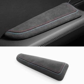 BETTERHUMZ Car Door Armrest Cushion Pad for Alcantara Suede, Car Elbow Rest Pad for BMW 3 4 5 6 7 8 X1 X3 X4 X5 X6 Z4 Series Car Accessories (Left, Blue red line)