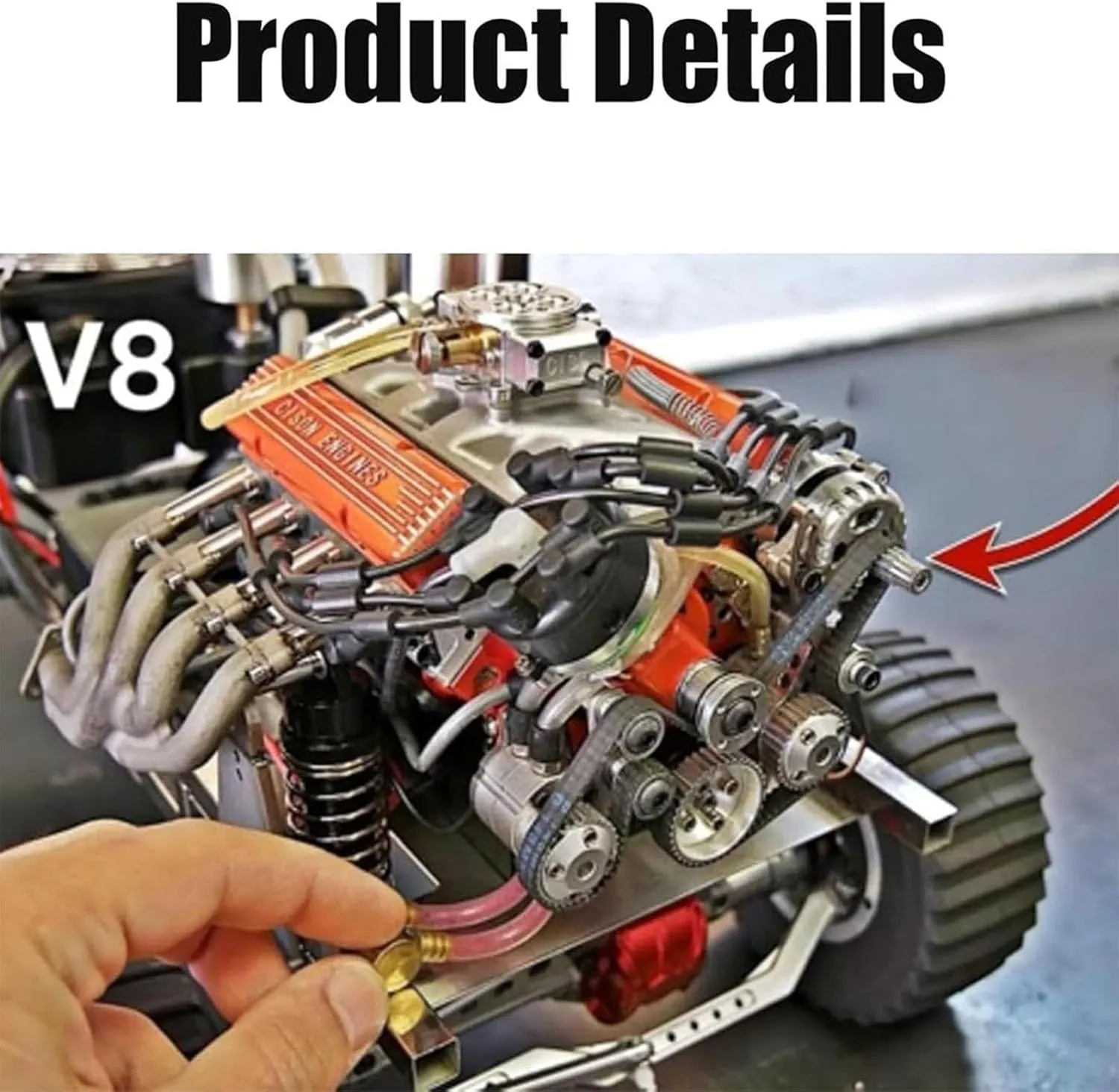 binray Cison V8 Engine Kit Gas,89%-Gasoline Ohv V8 Small-Block Engine Model Kits 4-Stroke 44cc Water-Cooled 1/6,Mini Build Your Own Stem Cison Running Engine Kits That Runs for Adults(2PCS-A)