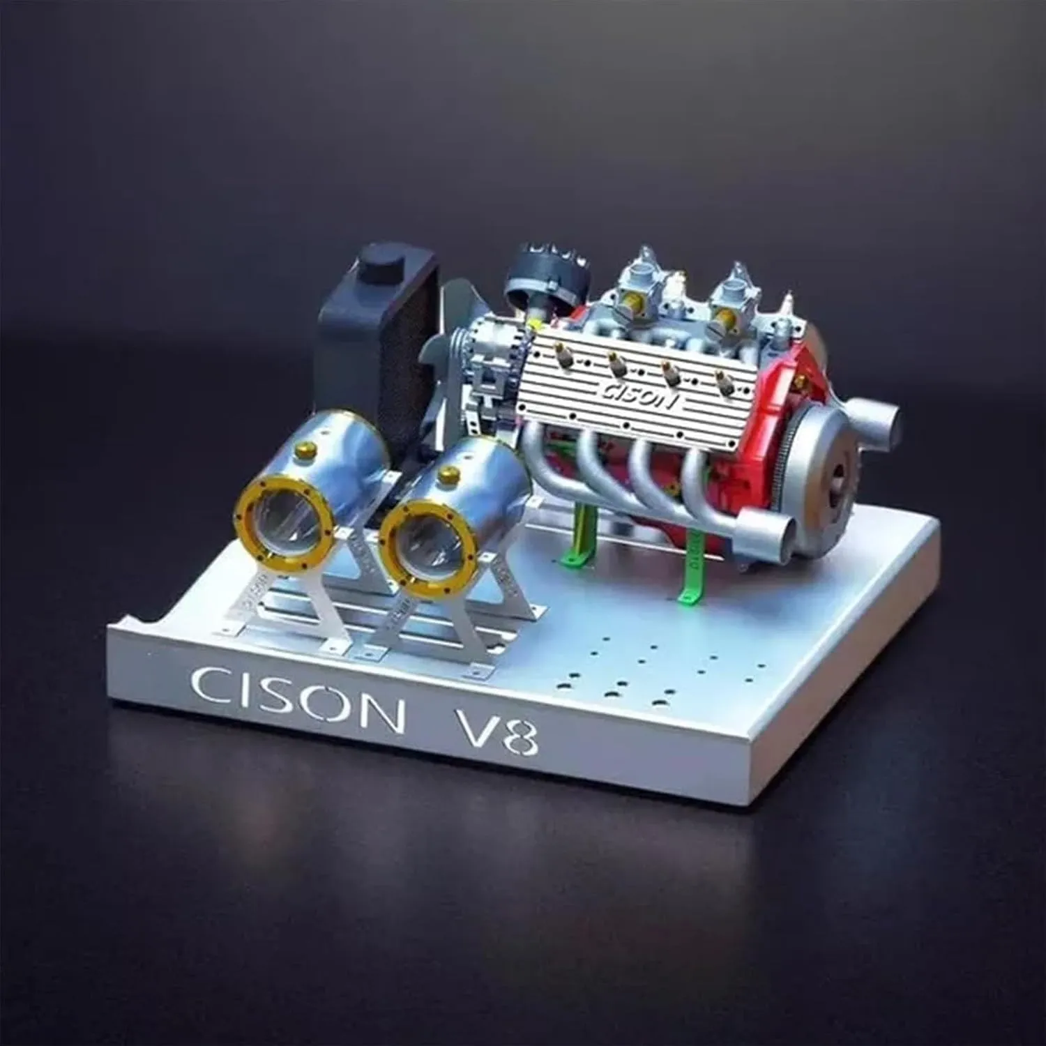 binray Cison V8 Engine Kit Gas,89%-Gasoline Ohv V8 Small-Block Engine Model Kits 4-Stroke 44cc Water-Cooled 1/6,Mini Build Your Own Stem Cison Running Engine Kits That Runs for Adults(2PCS-A)