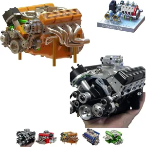 binray Cison V8 Engine Kit Gas,89%-Gasoline Ohv V8 Small-Block Engine Model Kits 4-Stroke 44cc Water-Cooled 1/6,Mini Build Your Own Stem Cison Running Engine Kits That Runs for Adults(2PCS-A)