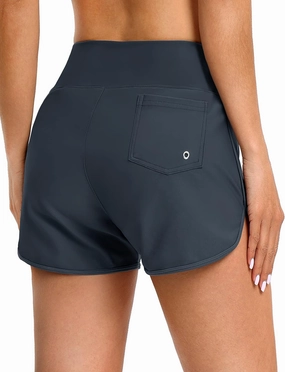 Blouty Women's Swim Board Shorts with Pockets High Waisted Tummy Control Swimsuit Bathing Shorts for Women with Liner