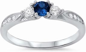 Blue Apple Co. 3-Stone Wedding Engagement Promise Ring 925 Sterling Silver Choose Color