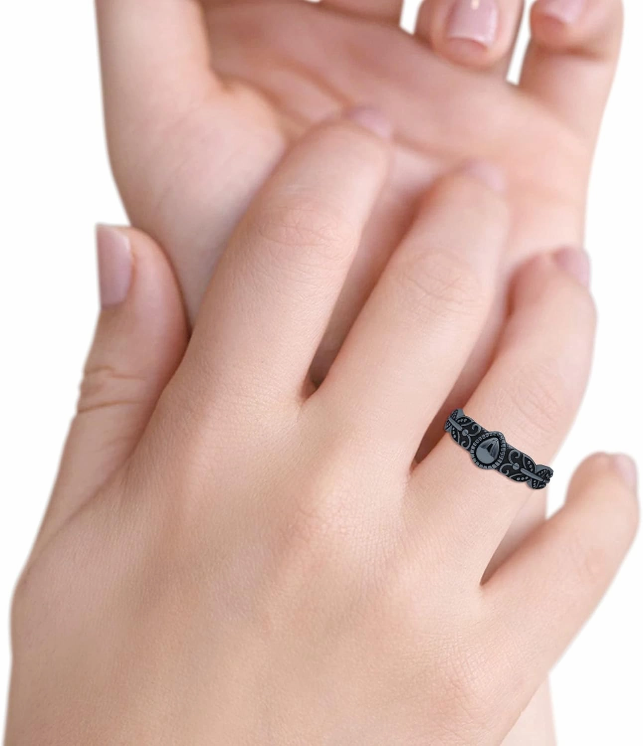 Blue Apple Co. Iconic Butterfly Artisan Design Trending Pear Shape Oxidized Ring Band Solid 925 Sterling Silver Thumb Ring (6.7mm)
