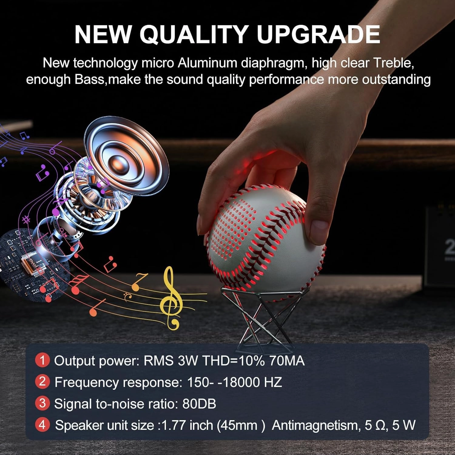 Bluetooth Speaker Baseball Glow in The Dark Speaker for Fans