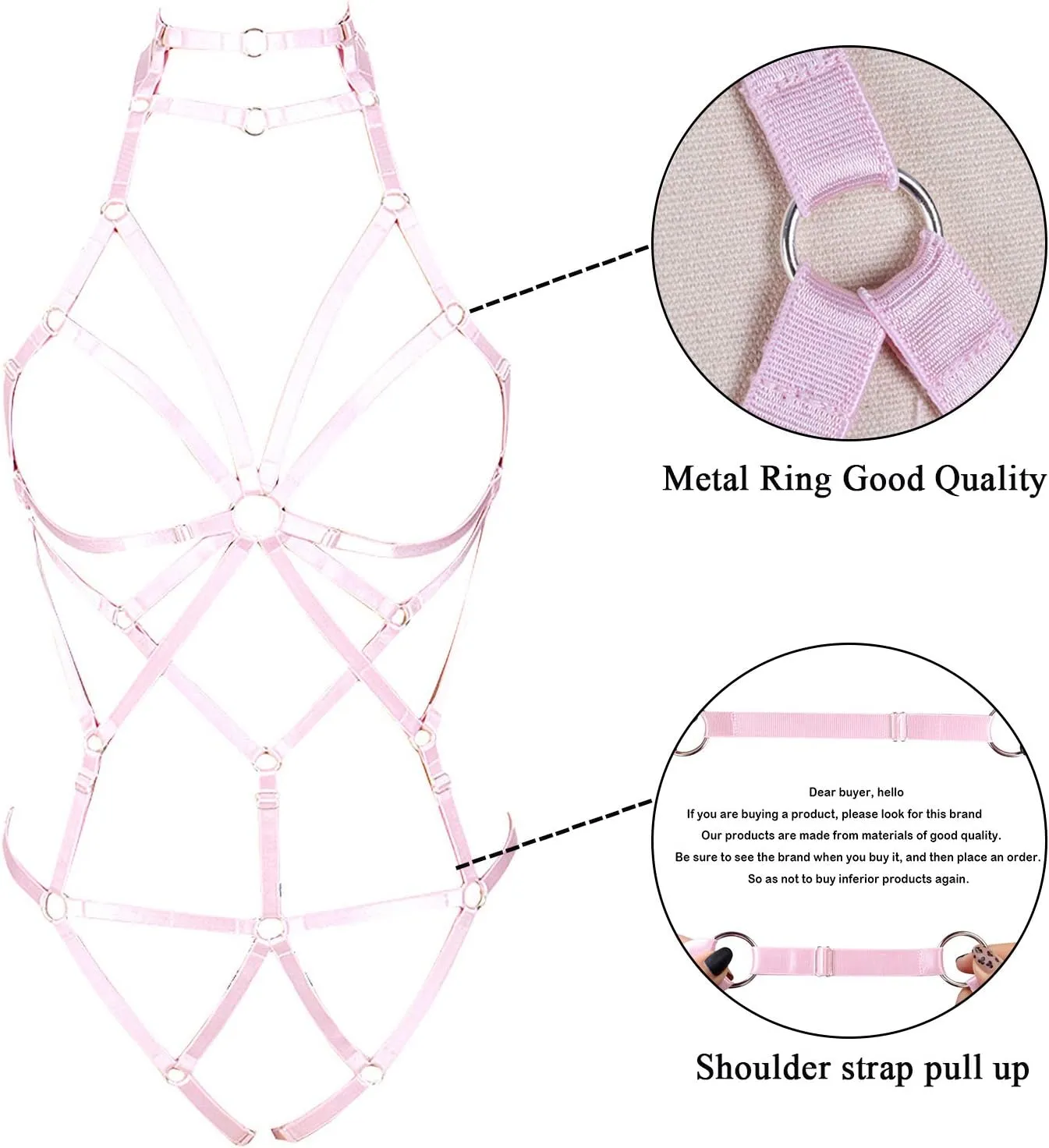 Body Harness Full for Women Garter Belts Set Strappy Elastic Adjust Size Punk Gothic Halloween
