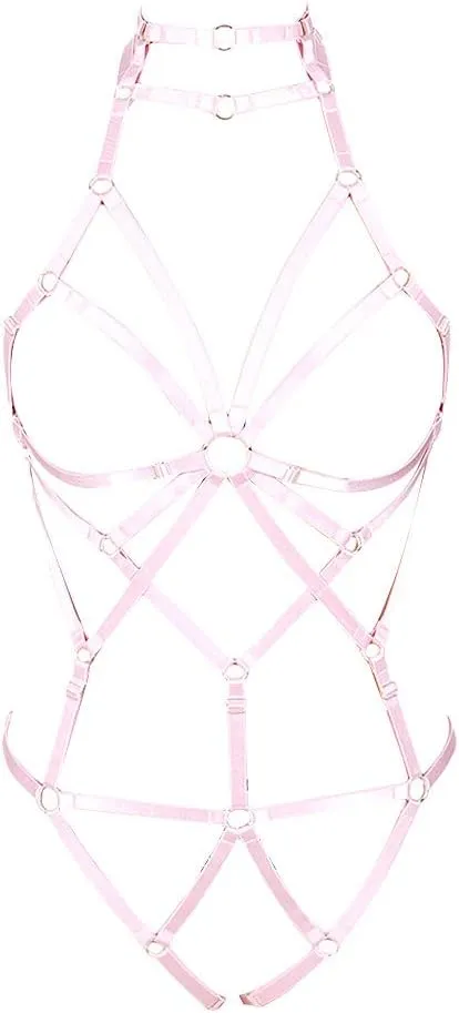 Body Harness Full for Women Garter Belts Set Strappy Elastic Adjust Size Punk Gothic Halloween