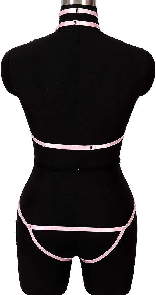 Body Harness Full for Women Garter Belts Set Strappy Elastic Adjust Size Punk Gothic Halloween