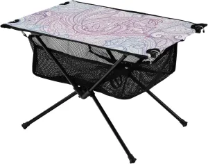 Bolaz Outdoor Folding Portable Picnic Camping Table-Abstract Blue Flowers5,Storage Mesh for Camping Gear Accessories, Hiking, Mountaineering, Outdoor Travel