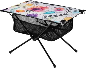 Bolaz Outdoor Folding Portable Picnic Camping Table-Beauty Colorful Floral,Storage Mesh for Camping Gear Accessories, Hiking, Mountaineering, Outdoor Travel