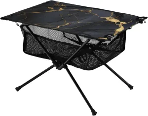 Bolaz Outdoor Folding Portable Picnic Camping Table-Black and Gold Marble,Storage Mesh for Camping Gear Accessories, Hiking, Mountaineering, Outdoor Travel