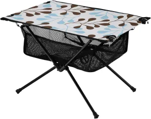 Bolaz Outdoor Folding Portable Picnic Camping Table-Blue and Brown Leaves,Storage Mesh for Camping Gear Accessories, Hiking, Mountaineering, Outdoor Travel