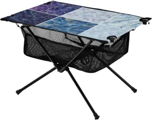 Bolaz Outdoor Folding Portable Picnic Camping Table-Blue Purple Marble Art Abstract,Storage Mesh for Camping Gear Accessories, Hiking, Mountaineering, Outdoor Travel
