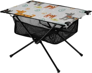 Bolaz Outdoor Folding Portable Picnic Camping Table-Cartoon Dog Pattern 12,Storage Mesh for Camping Gear Accessories, Hiking, Mountaineering, Outdoor Travel