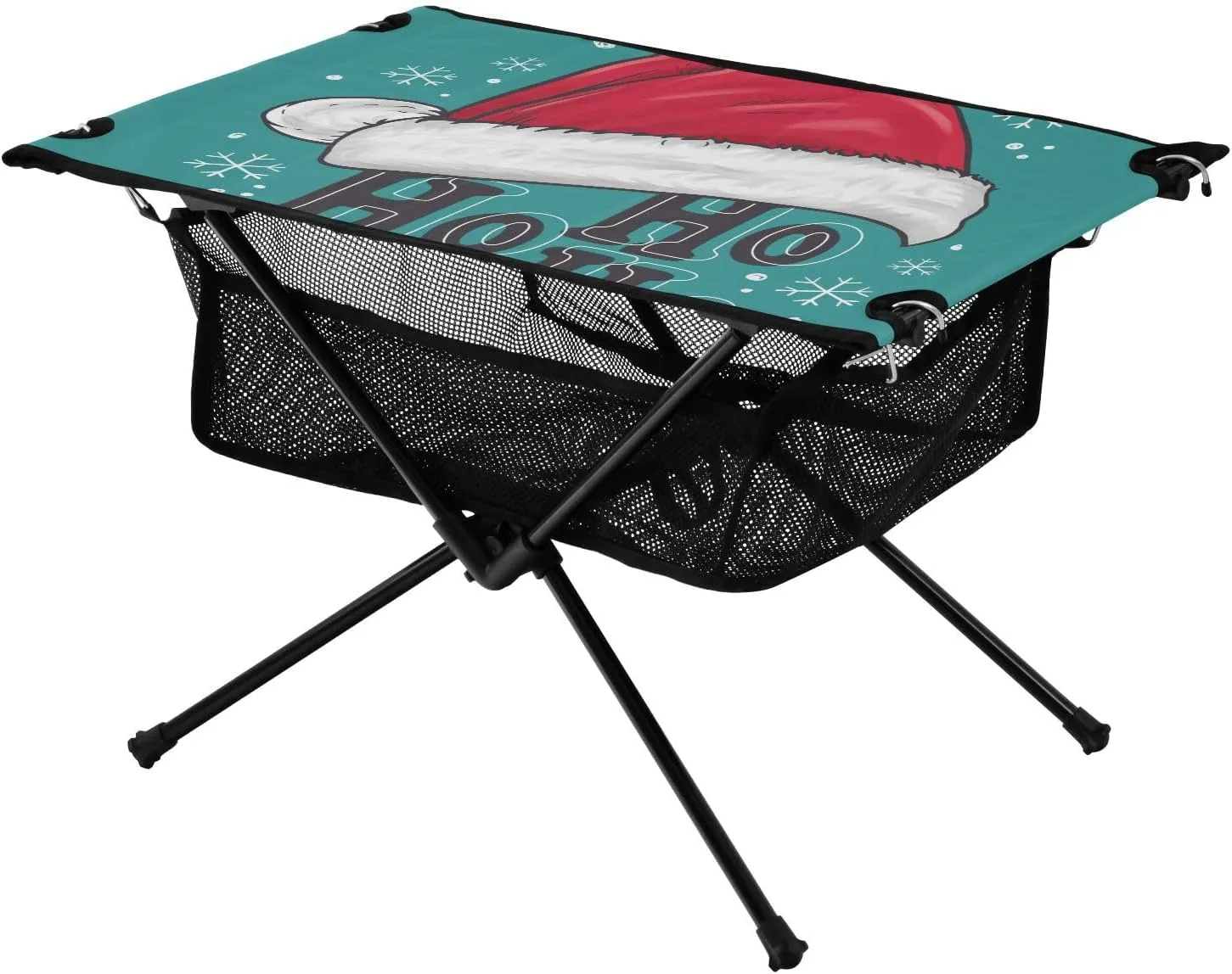 Bolaz Outdoor Folding Portable Picnic Camping Table-Christmas Pattern Santa's Hat,Storage Mesh for Camping Gear Accessories, Hiking, Mountaineering, Outdoor Travel