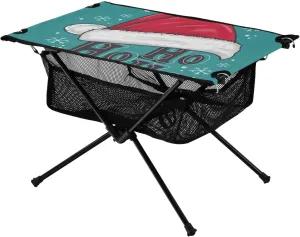 Bolaz Outdoor Folding Portable Picnic Camping Table-Christmas Pattern Santa's Hat,Storage Mesh for Camping Gear Accessories, Hiking, Mountaineering, Outdoor Travel