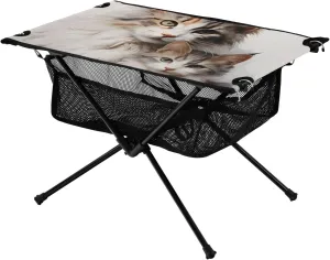 Bolaz Outdoor Folding Portable Picnic Camping Table-Cute Cat,Storage Mesh for Camping Gear Accessories, Hiking, Mountaineering, Outdoor Travel