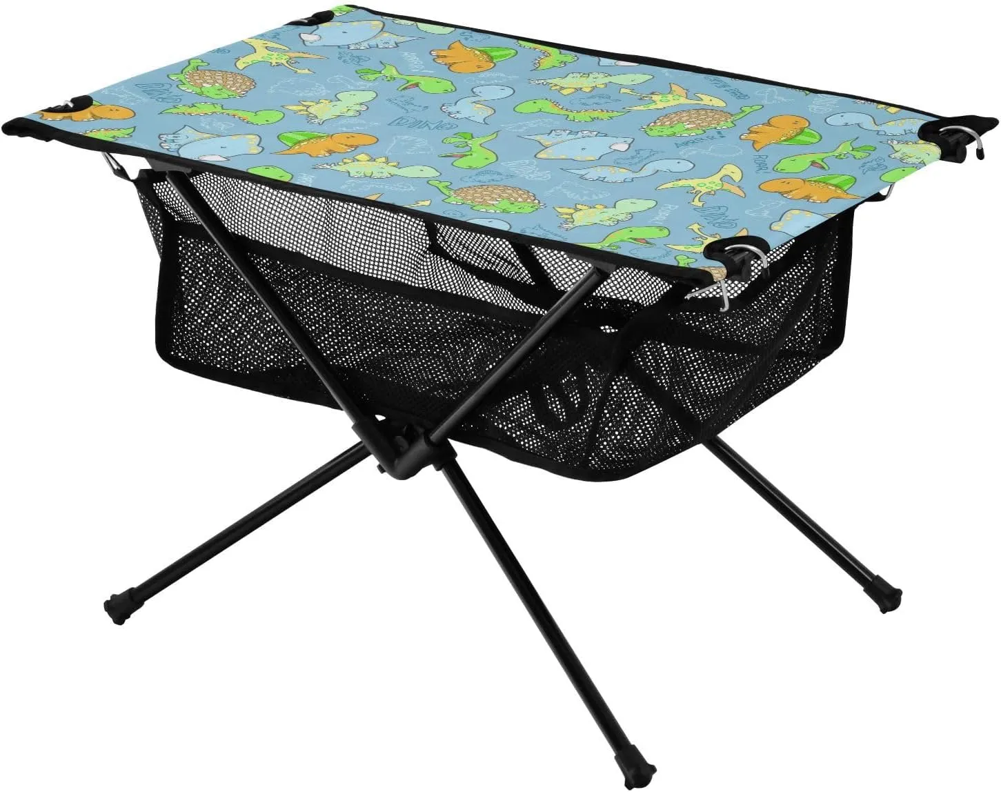 Bolaz Outdoor Folding Portable Picnic Camping Table-Cute Dino Blue,Storage Mesh for Camping Gear Accessories, Hiking, Mountaineering, Outdoor Travel