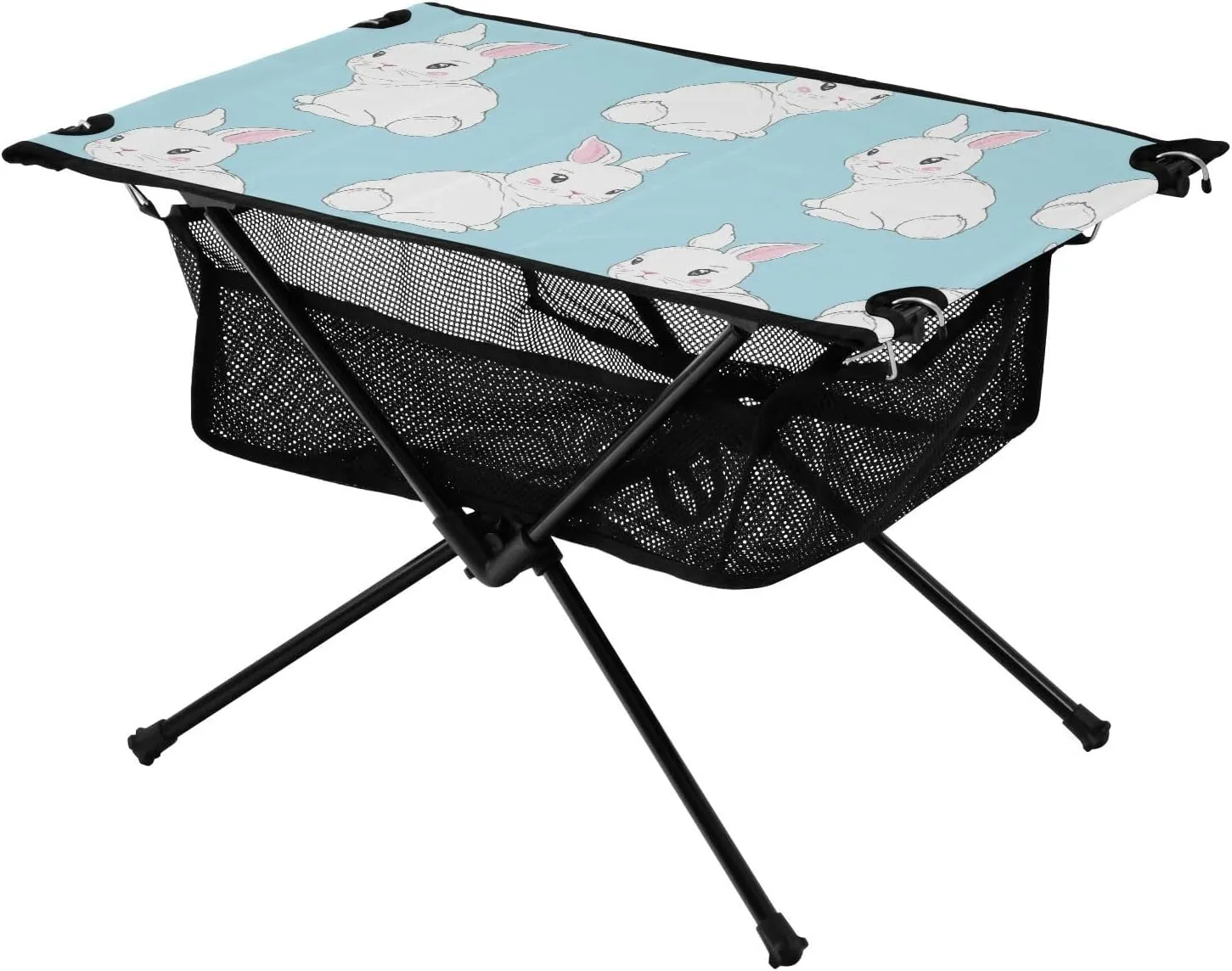 Bolaz Outdoor Folding Portable Picnic Camping Table-Funny Rabbit Print6,Storage Mesh for Camping Gear Accessories, Hiking, Mountaineering, Outdoor Travel