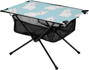 Bolaz Outdoor Folding Portable Picnic Camping Table-Funny Rabbit Print6,Storage Mesh for Camping Gear Accessories, Hiking, Mountaineering, Outdoor Travel