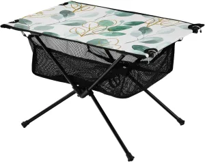 Bolaz Outdoor Folding Portable Picnic Camping Table-Green Eucalyptus Leaves Tropical Plant 2,Storage Mesh for Camping Gear Accessories, Hiking, Mountaineering, Outdoor Travel