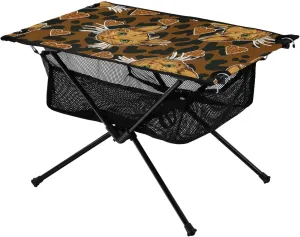 Bolaz Outdoor Folding Portable Picnic Camping Table-Leopard Cheetah Print Cat Heart,Storage Mesh for Camping Gear Accessories, Hiking, Mountaineering, Outdoor Travel