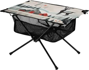 Bolaz Outdoor Folding Portable Picnic Camping Table-Oil Painting Deer,Storage Mesh for Camping Gear Accessories, Hiking, Mountaineering, Outdoor Travel