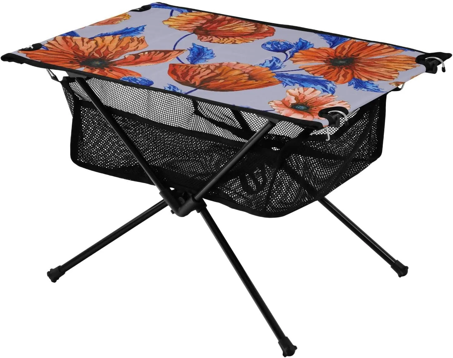 Bolaz Outdoor Folding Portable Picnic Camping Table-Red Poppy Flowers,Storage Mesh for Camping Gear Accessories, Hiking, Mountaineering, Outdoor Travel