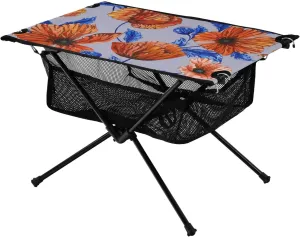 Bolaz Outdoor Folding Portable Picnic Camping Table-Red Poppy Flowers,Storage Mesh for Camping Gear Accessories, Hiking, Mountaineering, Outdoor Travel
