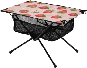 Bolaz Outdoor Folding Portable Picnic Camping Table-Strawberry Print 3,Storage Mesh for Camping Gear Accessories, Hiking, Mountaineering, Outdoor Travel