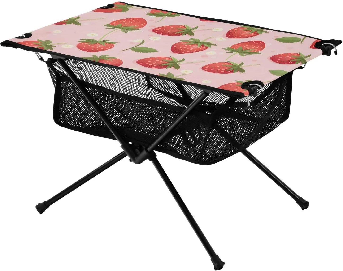 Bolaz Outdoor Folding Portable Picnic Camping Table-Strawberry Print 3,Storage Mesh for Camping Gear Accessories, Hiking, Mountaineering, Outdoor Travel