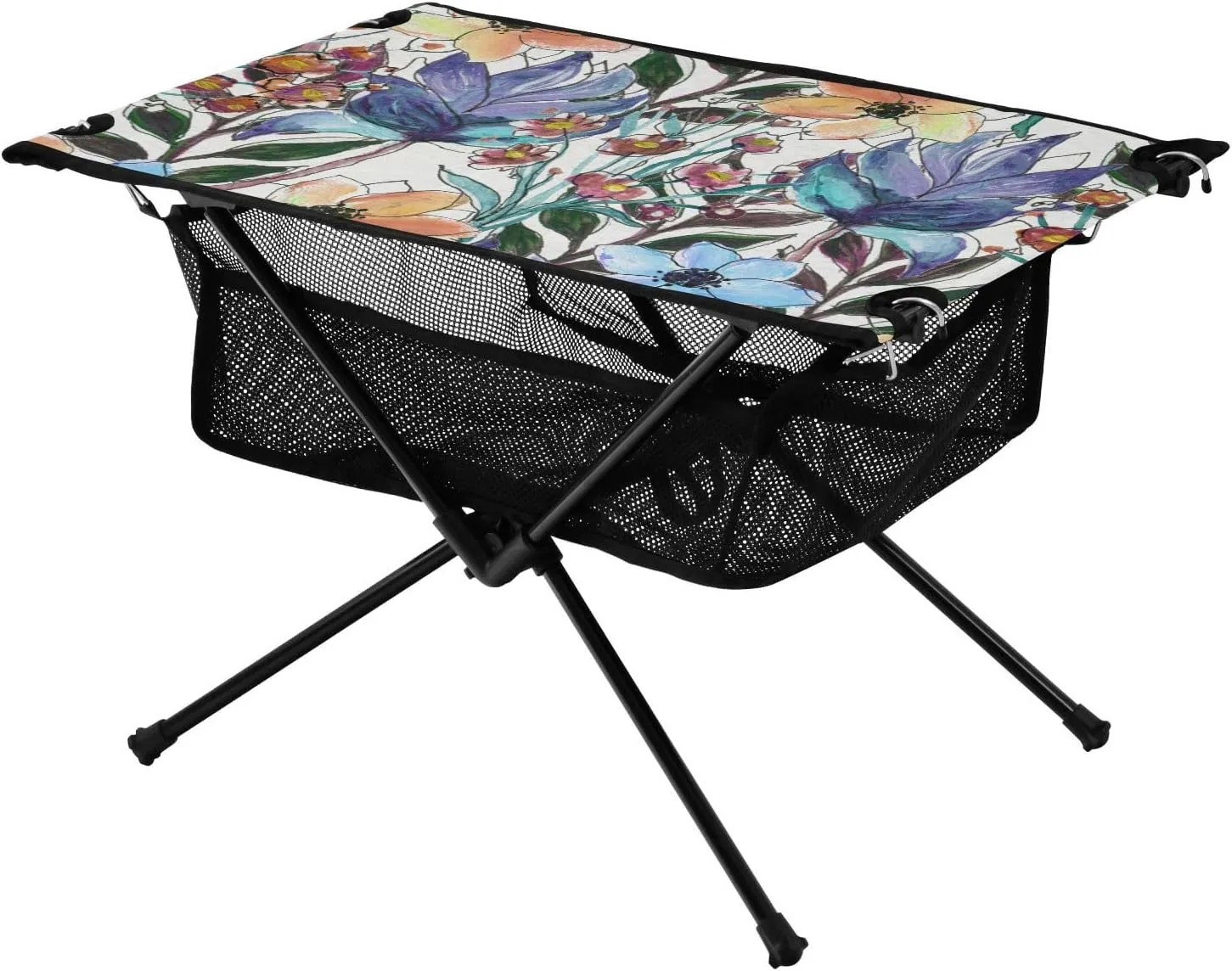 Bolaz Outdoor Folding Portable Picnic Camping Table-Summer Flower Pattern,Storage Mesh for Camping Gear Accessories, Hiking, Mountaineering, Outdoor Travel