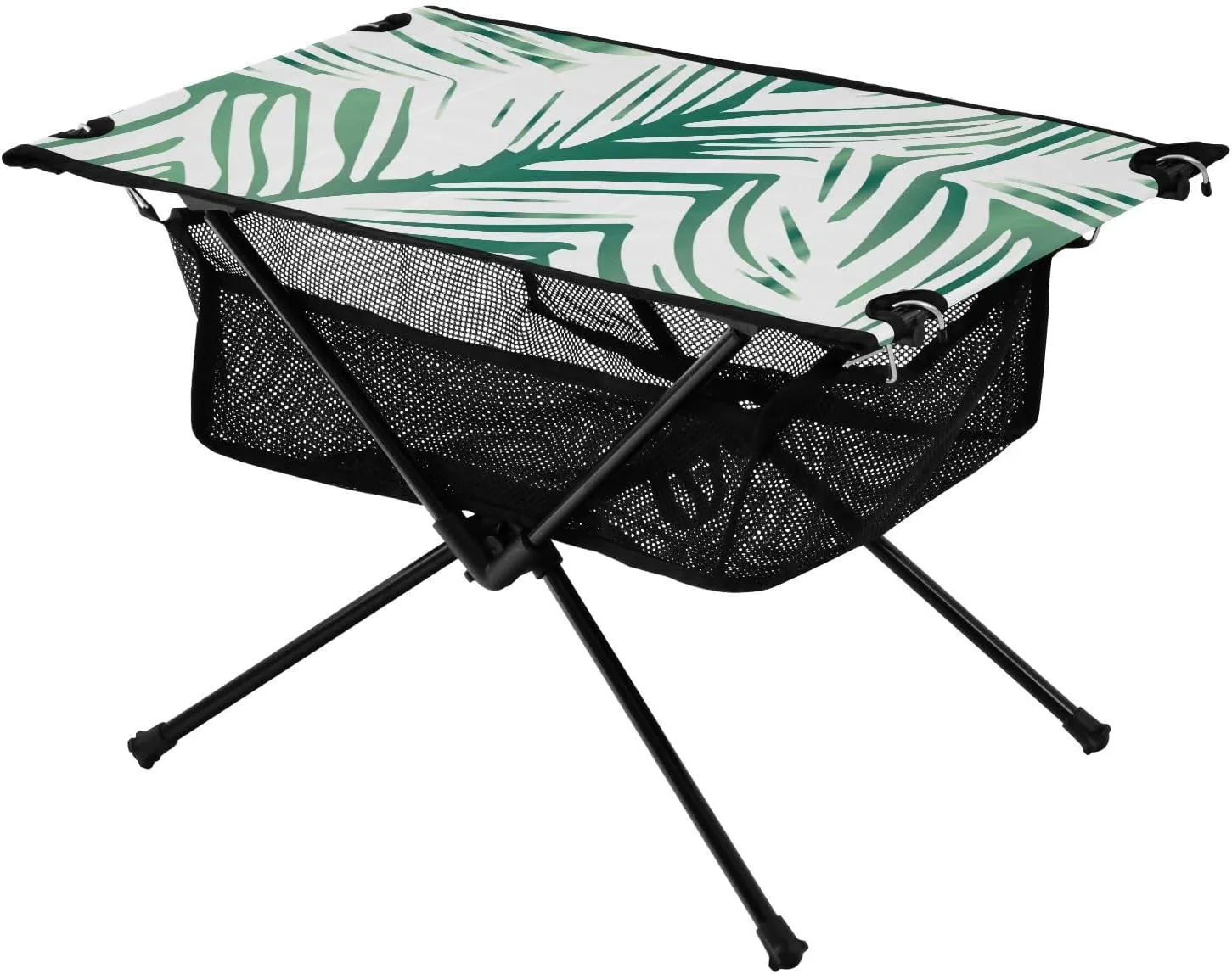 Bolaz Outdoor Folding Portable Picnic Camping Table-Tropical Palm Leaf Exotic,Storage Mesh for Camping Gear Accessories, Hiking, Mountaineering, Outdoor Travel