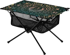 Bolaz Outdoor Folding Portable Picnic Camping Table-Vintage Colorful Star Print,Storage Mesh for Camping Gear Accessories, Hiking, Mountaineering, Outdoor Travel