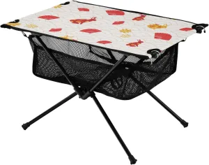 Bolaz Outdoor Folding Portable Picnic Camping Table-Vintage Rabbit and Flower,Storage Mesh for Camping Gear Accessories, Hiking, Mountaineering, Outdoor Travel