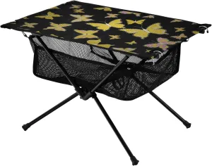 Bolaz Outdoor Folding Portable Picnic Camping Table-Yellow Butterfly Pattern,Storage Mesh for Camping Gear Accessories, Hiking, Mountaineering, Outdoor Travel