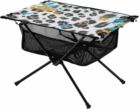 Bolaz Outdoor Folding Portable Picnic Camping Table-Blue Floral Leopard2,Storage Mesh for Camping Gear Accessories, Hiking, Mountaineering, Outdoor Travel