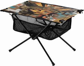 Bolaz Outdoor Folding Portable Picnic Camping Table-Egypt Woman Pattern7,Storage Mesh for Camping Gear Accessories, Hiking, Mountaineering, Outdoor Travel