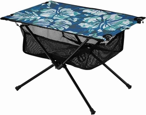 Bolaz Outdoor Folding Portable Picnic Camping Table-Hawaiian Blue Flowers Pattern,Storage Mesh for Camping Gear Accessories, Hiking, Mountaineering, Outdoor Travel