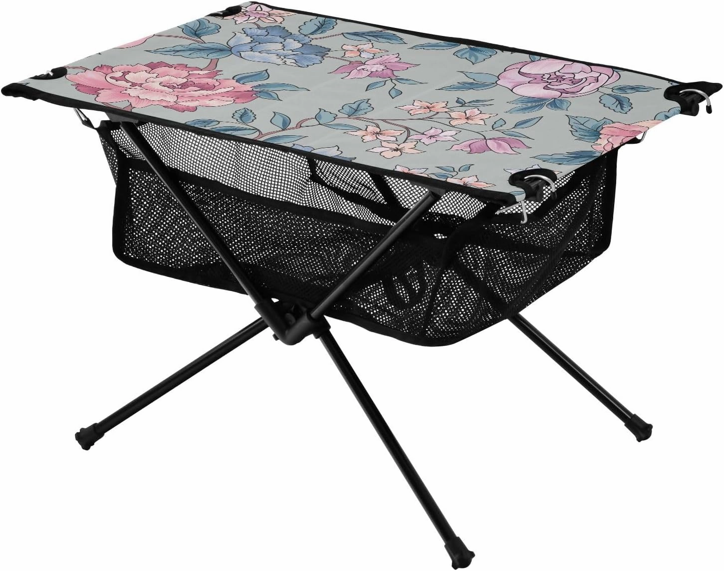 Bolaz Outdoor Folding Portable Picnic Camping Table-Pink and Blue Floral6,Storage Mesh for Camping Gear Accessories, Hiking, Mountaineering, Outdoor Travel
