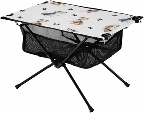 Bolaz Outdoor Folding Portable Picnic Camping Table-Puppy Dog Paw Prints Animal,Storage Mesh for Camping Gear Accessories, Hiking, Mountaineering, Outdoor Travel