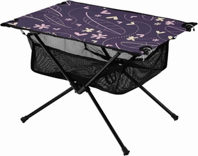 Bolaz Outdoor Folding Portable Picnic Camping Table-Purple Tropical pattern2,Storage Mesh for Camping Gear Accessories, Hiking, Mountaineering, Outdoor Travel