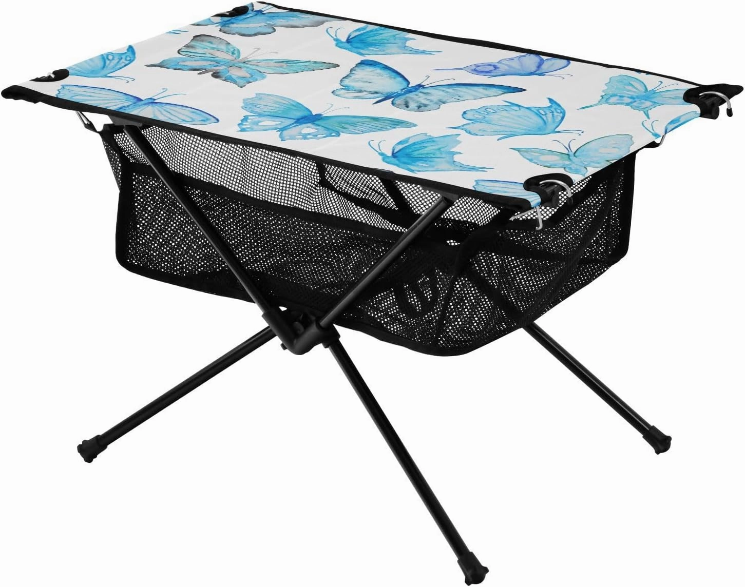 Bolaz Outdoor Folding Portable Picnic Camping Table-Romantic Blue Butterfly,Storage Mesh for Camping Gear Accessories, Hiking, Mountaineering, Outdoor Travel